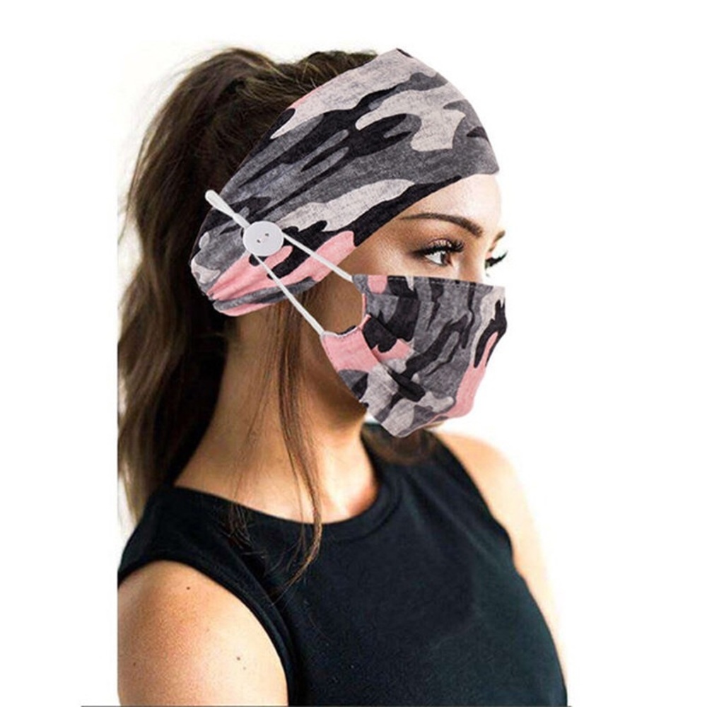 Face mask headband set - Pink Camo design